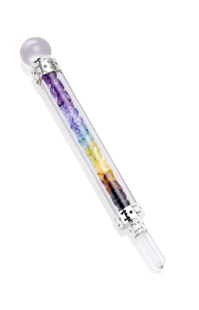 Chakrastab, mit einer Bergkristallspitze 