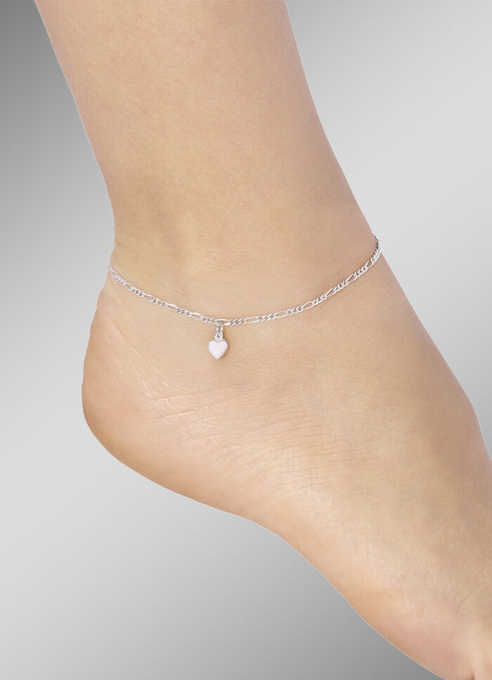 Zartes Figaro-Fusskettchen mit Herz-Anhänger 