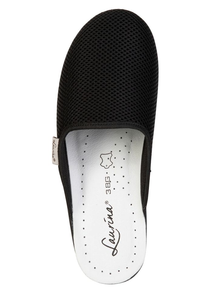 Laurina, Zweierpack, klassische Damen-Hausschuhe, Weite G, aus Mesh-Material 1X BORDEAUX, 1X SCHWARZ