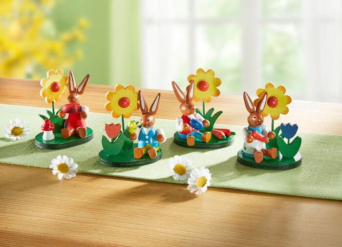 Hasen aus Holz, 4er-Set 