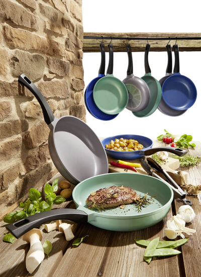 „GSW“ Pfannen-Set „Rainbow“ aus hochwertigem Aluminiumguss 