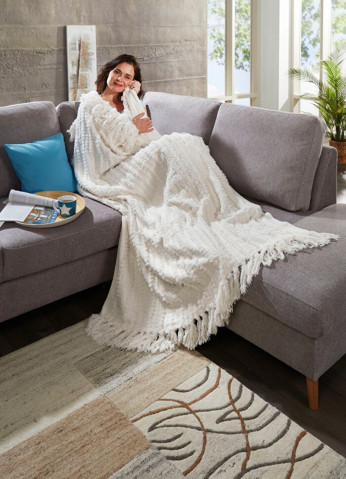 Flauschige Strickdecke CREME