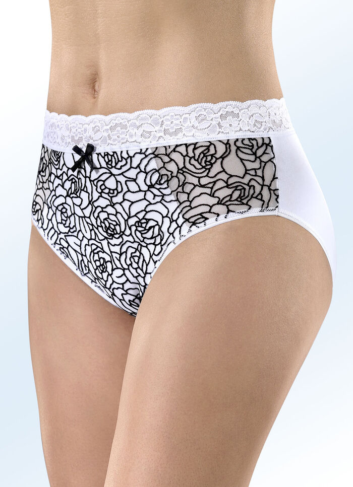 Dreierpack Slips mit unterlegtem Elastiktüll 