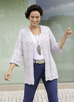 Strickjacke mit Mustermix im Wellendessin HELLGRAU