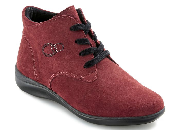 Schn&uuml;r-Stiefelette mit dezenter Glitzer-Applikation BORDEAUX