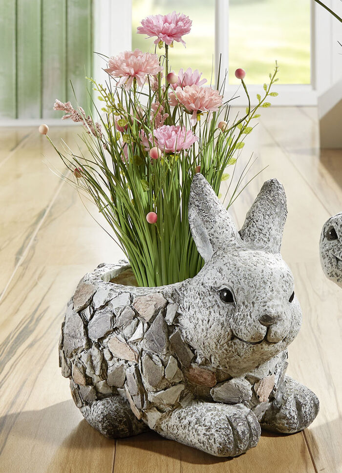 Grasbund in Topf aus Magnesia ROSA-GRÜN