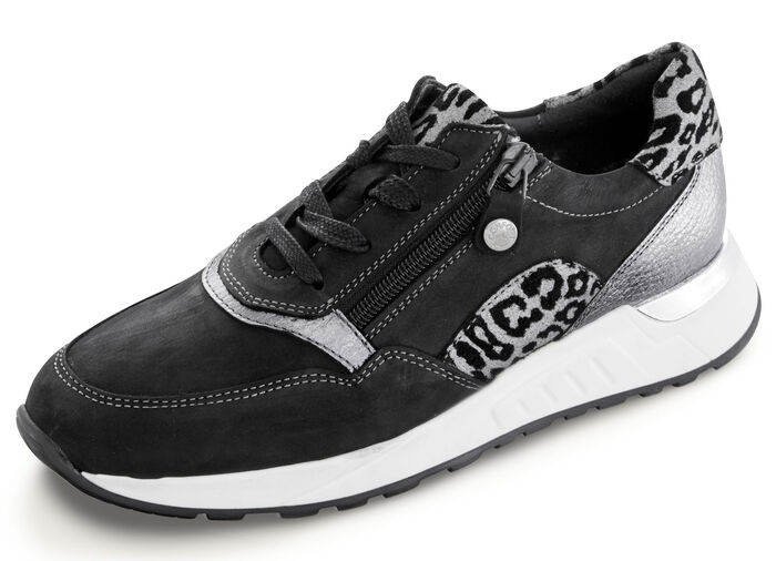Schnürschuh mit Raubtier-Prägung SCHWARZ