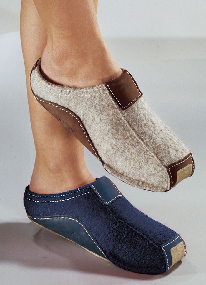 &laquo;HAFLINGER&raquo; Hausschuh, Walkstoff aus Schurwolle MARINE