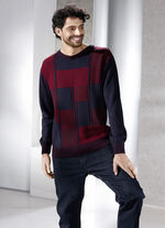 Rundhalspullover in 2 Farben BORDEAUX-MARINE MELIERT