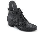 Waldläufer Schnür-Stiefelette mit floraler Prägung SCHWARZ