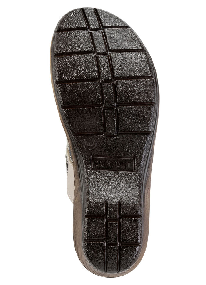 ELENA EDEN Pantolette mit dezenter Knitter-Struktur TAUPE-MARINE-WEISS