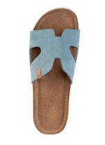 ELENA EDEN, sommerliche Damen-Pantoletten, aus Leder BLEU