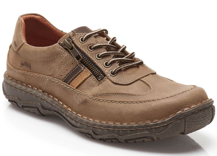 Schn&uuml;rschuh mit Kontrast-Bes&auml;tzen NATURBRAUN