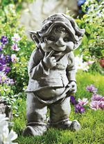 Wetterfeste Wichtel für Garten und Terrasse GRAU