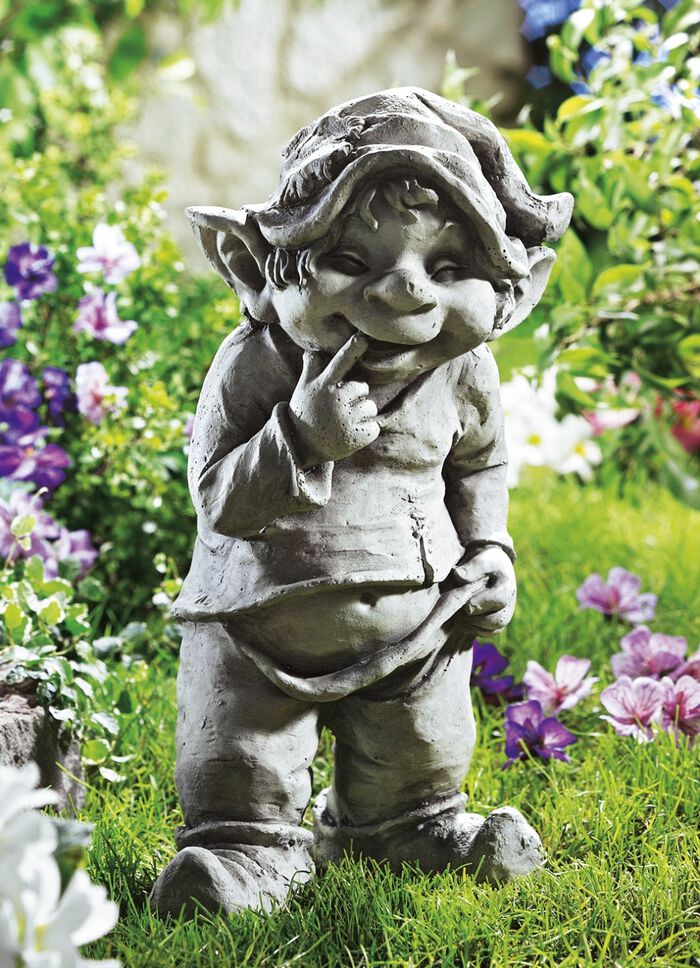 Wetterfeste Wichtel für Garten und Terrasse GRAU