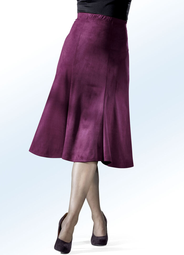 6-Bahnenrock aus Velourleder-Imitat BORDEAUX