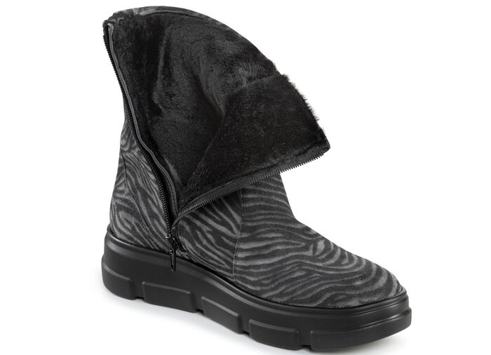 Waldl&auml;ufer Stiefelette mit Zebra-Dessin SCHWARZ-GRAU
