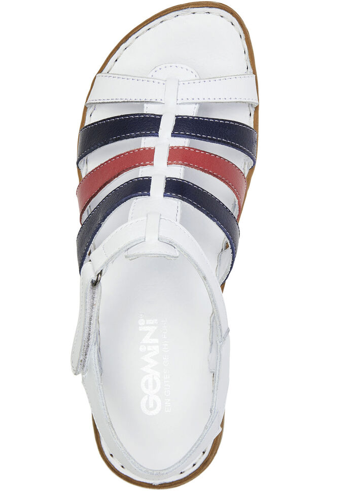 Gemini Riemchen-Sandale aus Rind-Nappaleder WEISS-BLAU-ROT