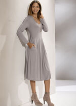 Kleid mit rundem Halsausschnitt TAUPE