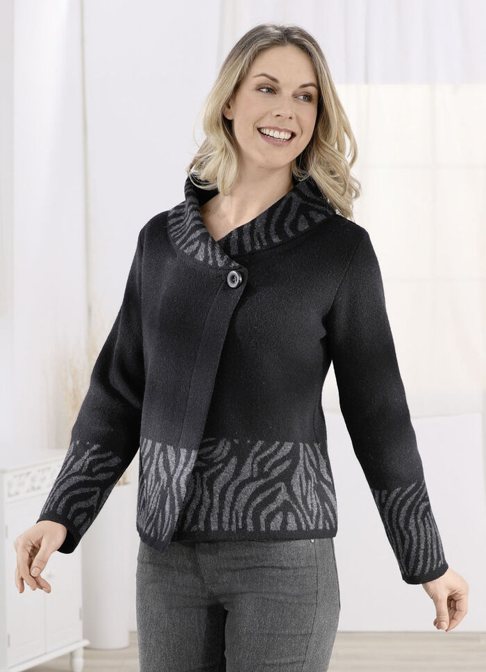 Strickjacke mit dekorativem Kragen 