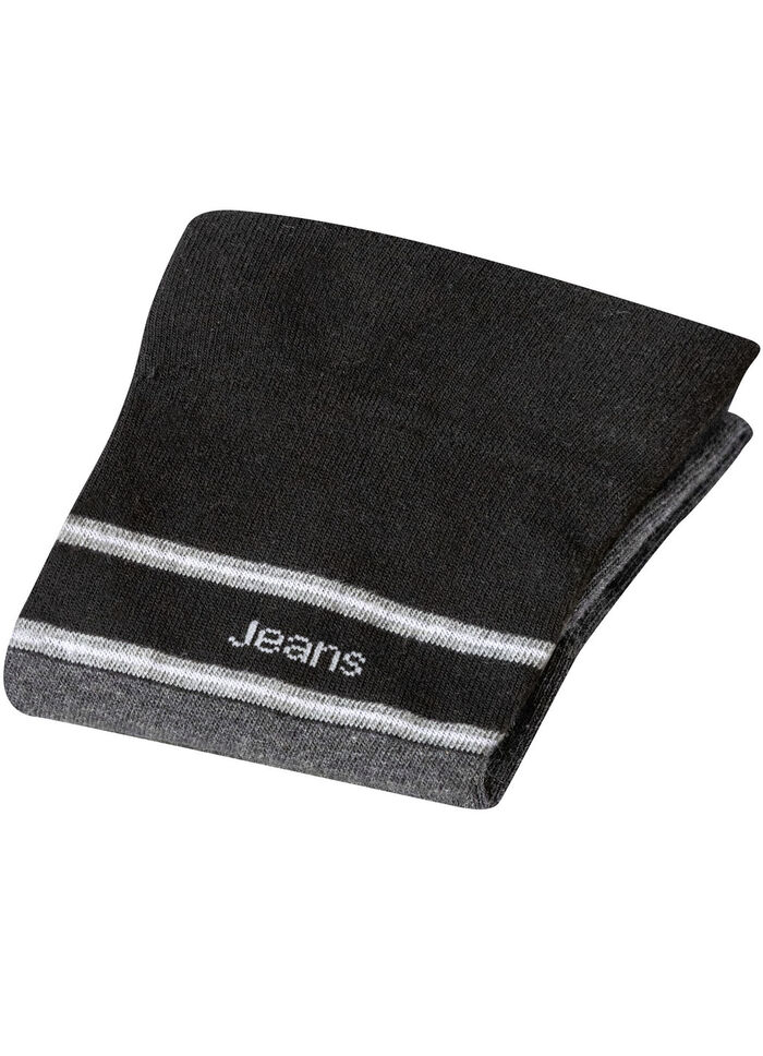 Fünferpack Socken mit druckfreiem Bund 3X SCHWARZ-GRAU MELIERT, 2X GRAU MELIERT-SCHWARZ