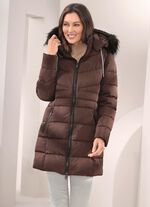 Longjacke mit abnehmbarem Kunstpelz-Besatz 