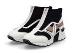 Rieker, stylische Damen-Boots, Weite G, mit herausnehmbarem Fussbett CREME-SCHWARZ-BRAUN