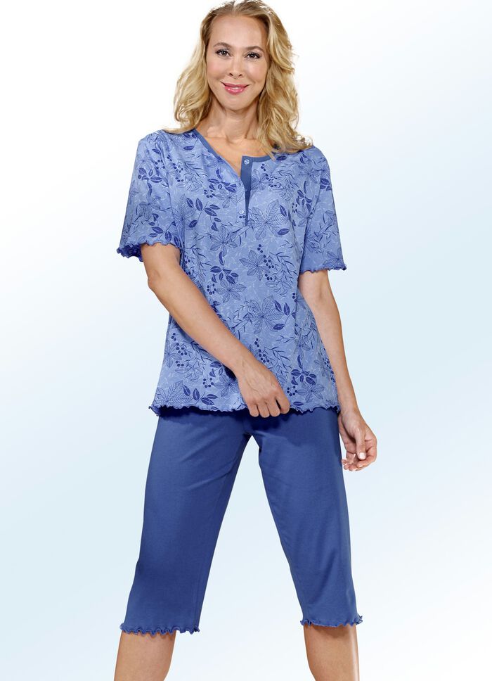 Zweierpack Pyjamas, Kurzarm mit Knopfleiste 1X AZURBLAU-ROYALBLAU, 1X ROYALBLAU-AZURBLAU