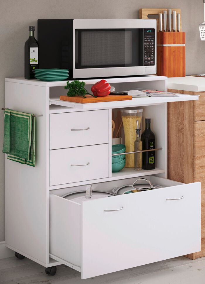 K&uuml;chenrollwagen mit ausziehbarer Arbeitsfl&auml;che 