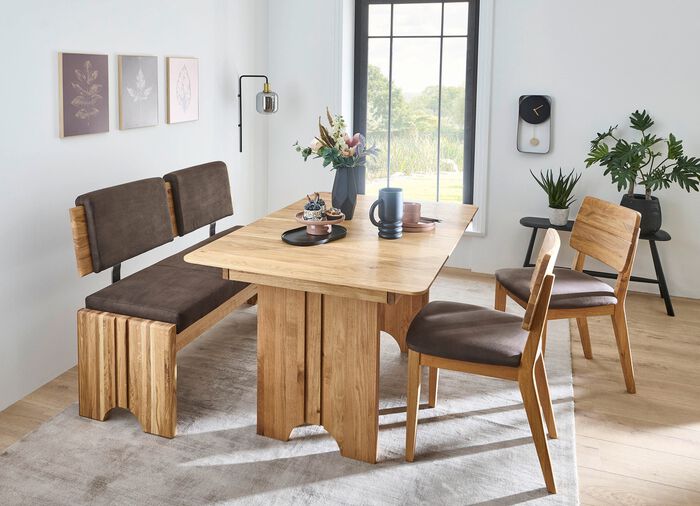 Bankgruppe mit Gestell aus massiver, ge&ouml;lter Eich EICHE-DUNKELBRAUN