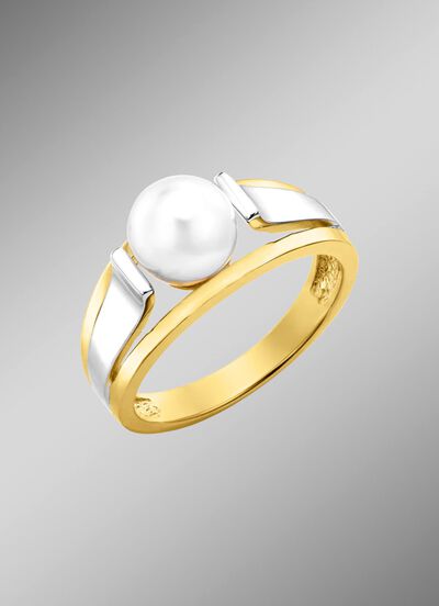 Moderner Damenring mit S&uuml;sswasser-Zuchtperle 