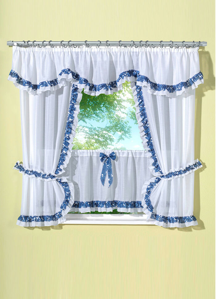 Fensterdekoration in verschiedenen Farben WEISS-BLAU