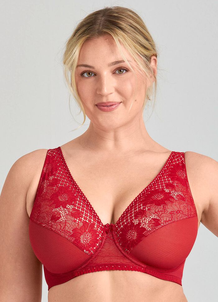 Miss Mary B&uuml;gel-BH mit floraler Elastikspitze ROT