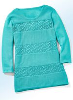 Pullover mit Struktur- und Ajourmix T&Uuml;RKIS