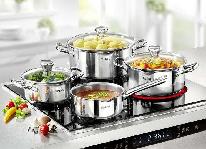 Tefal Topf-Set Duetto aus hochglanzpoliertem Edelstahl 