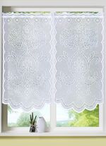 Fenster- und T&uuml;rbehang mit ausdrucksstarkem Dessin WEISS