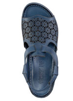 Gemini Sandale aus schattiertem Nappaleder mit Prägung BLAU