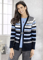 Pullover mit Schurwolle MARINE-BLEU-GRAU MELIERT