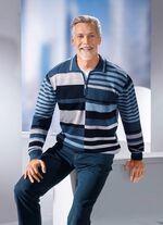 Gestreifter Polopullover mit kurzem Reissverschluss 