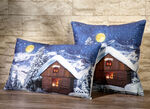 Kissenbezug Winterhütte mit Reissverschluss BLAU