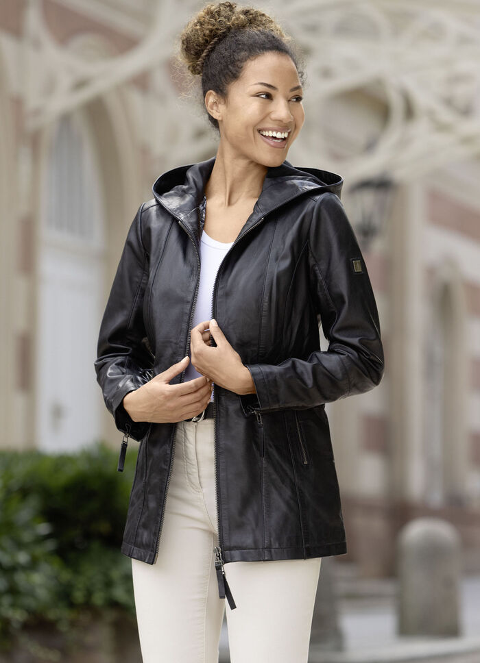 Lederjacke mit 2-Wege-Reissverschluss 