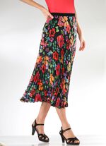 Plissee-Rock mit floraler Dessinierung 