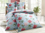 Bettwäsche-Garnitur mit floralen Motiv BLEU