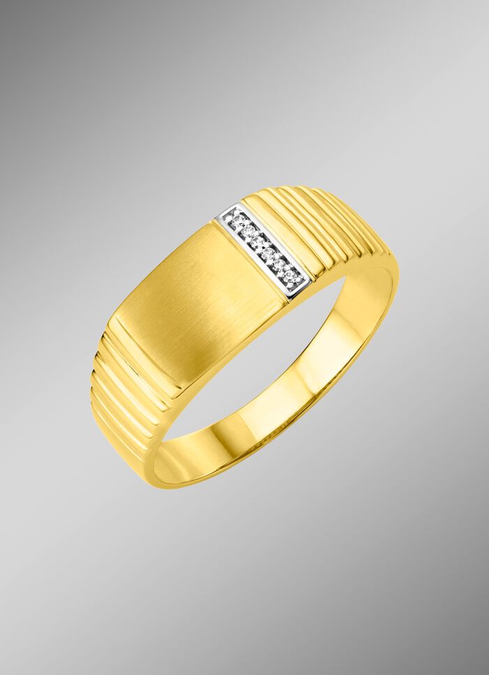 Mattierter Herrenring mit 6 Diamanten 