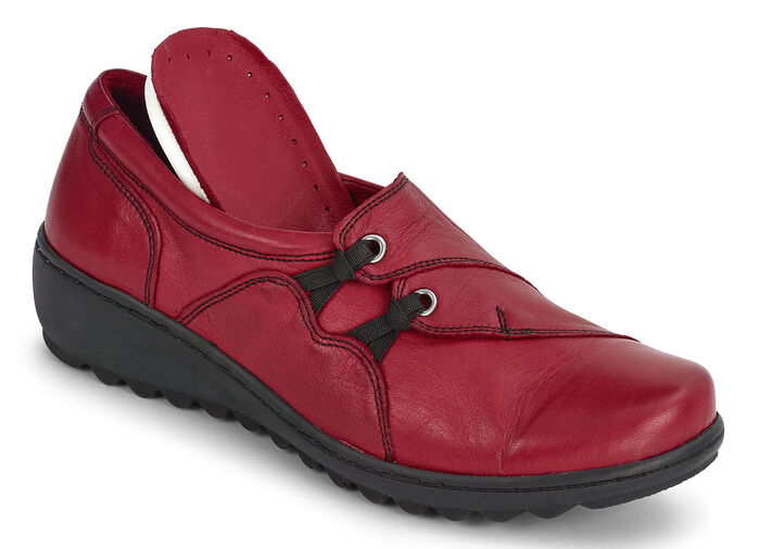 Gemini Slipper mit dekorativen Elastikeinsätzen RUBINROT