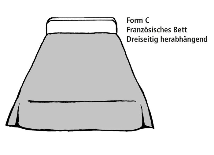 Tagesdecke und Kissenbezüge mit Bandeinfassung GRAU