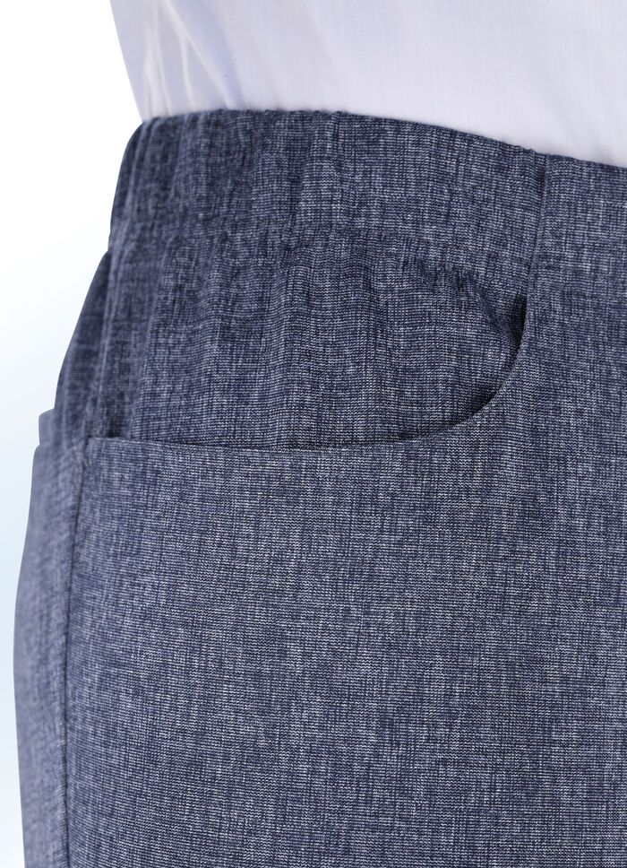 Melierte Schlupfhose mit Gummibund rundum in 2 Farben BLAU