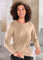 Pullover mit aufwendiger Strukturbl&uuml;te BEIGE