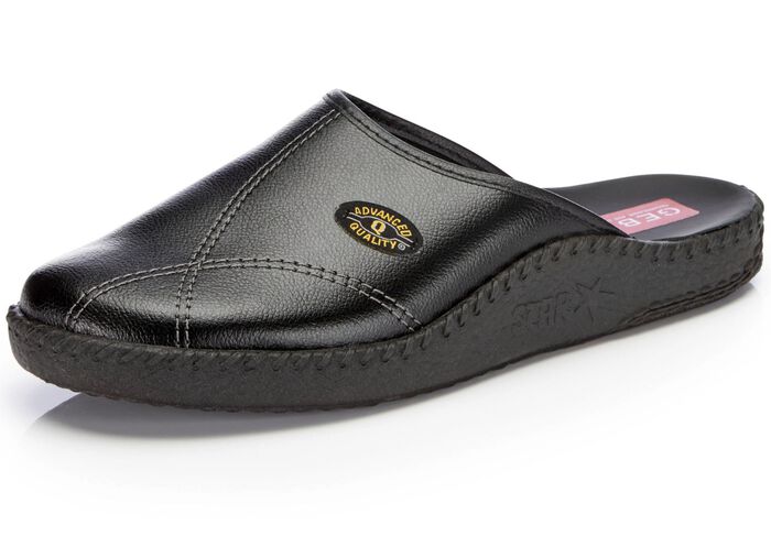 Klassische Herren-Pantoletten, mit anatomisch geformtem Fussbett SCHWARZ