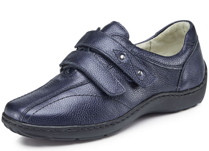 Waldläufer, bequeme Damen-Slipper, Weite H, mit herausnehmbarem Fussbett DUNKELBLAU